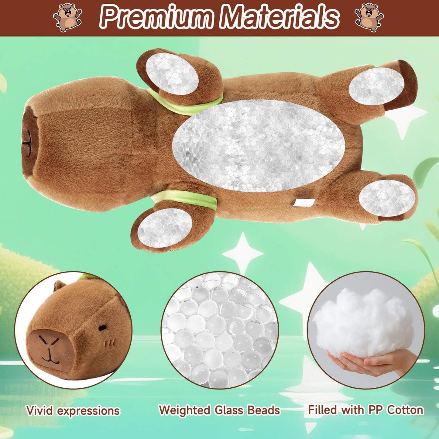 SQEQE Weighted Capybara Plush, Soft Weighted Stuffed Animals Pillow, Cute Plushie Toy for Kids Adults (13.8 Inch/1.6 Lbs)