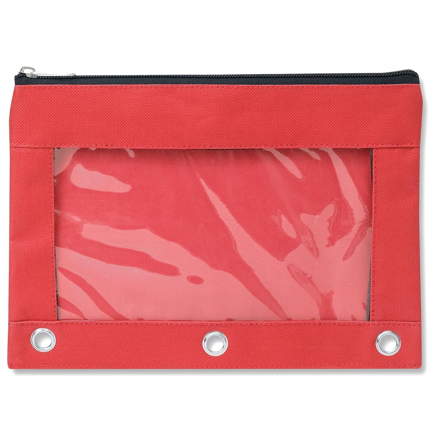 Big 3 Ring Pencil Pouch with Clear See Through Window - Bulk Pack Bundles