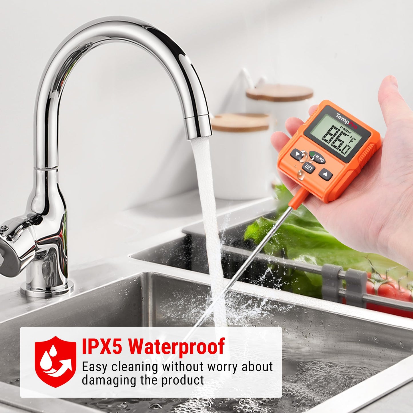 TempPro TP511 Digital Candy Thermometer with Pot Clip, Programmable Instant Read Food Meat Thermometer with 10'' Long Probe for Baking Grilling Candle Oil Deep Fry Thermometer(Previously ThermoPro)
