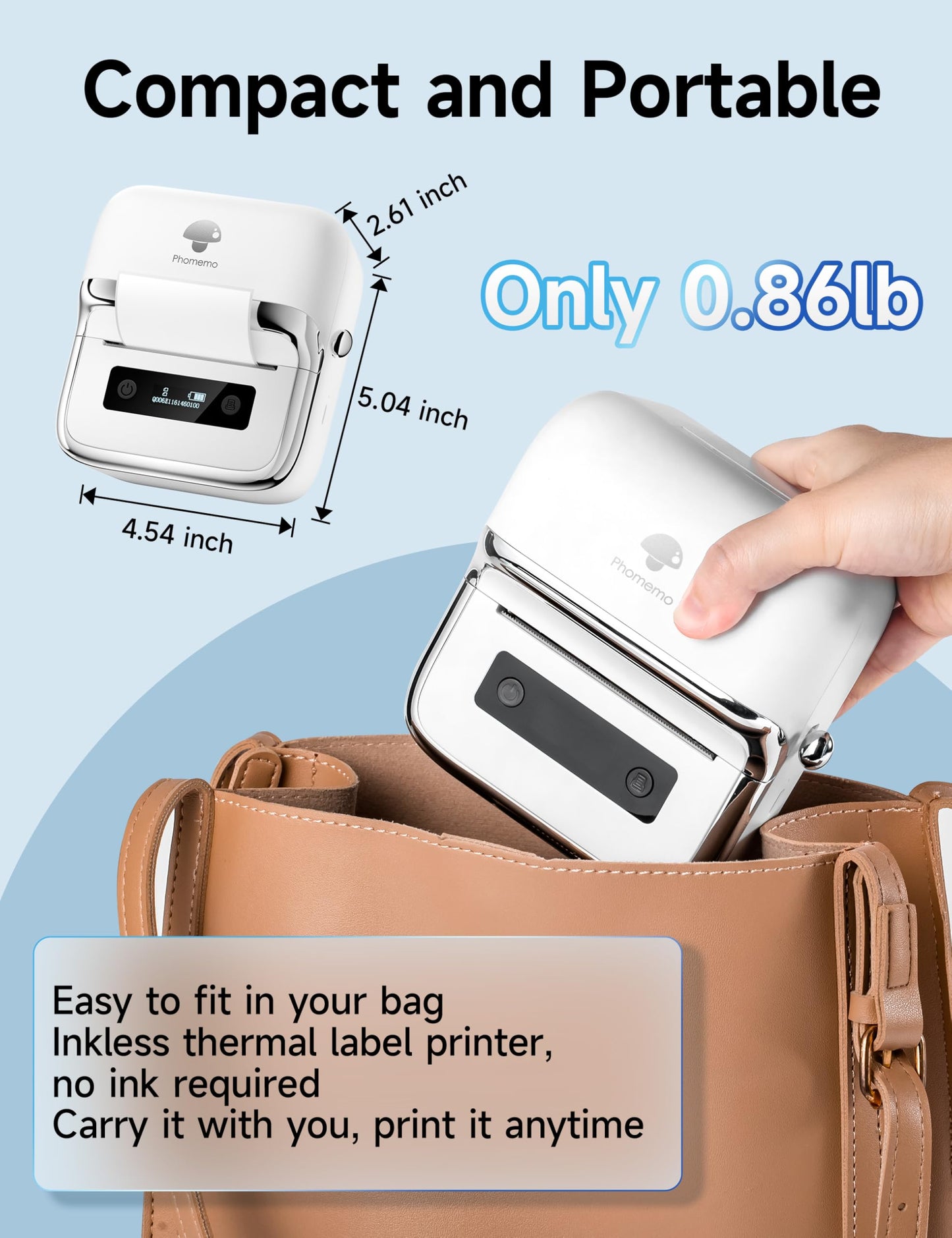Phomemo M250 Label Maker, 3 Inch Thermal Label Printer, Label Maker Machine with Tape, Barcode Label Printer for Small Bussiness, Home, Clothing, Address, Compatibel for Phone & PC, with 100 Labels