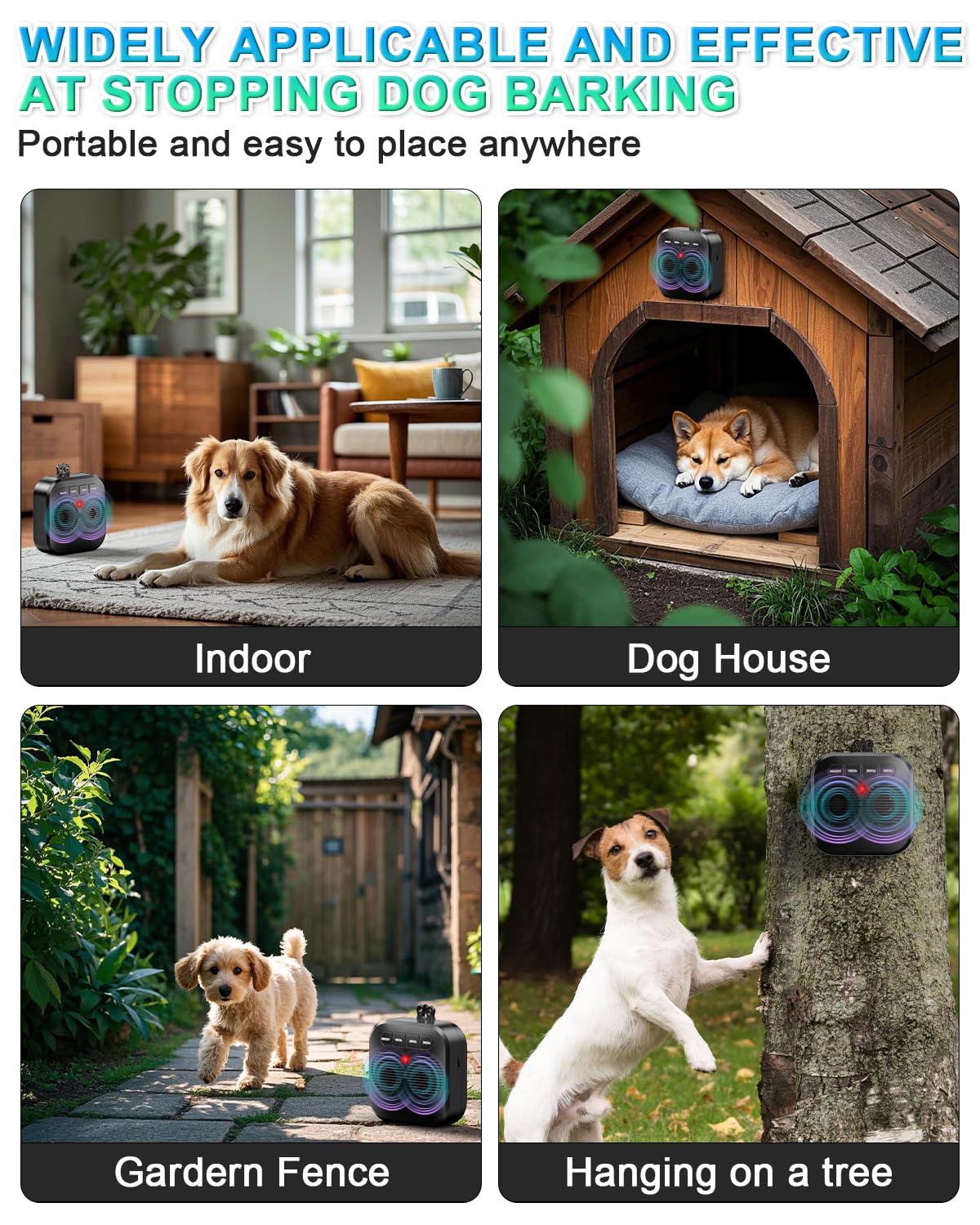 Anti Barking Device for Dogs, Rechargeable Ultrasonic Bark Box with 3 Modes Stop Barking, Safe & Effective Ultrasonic Dog Barking Deterrent Devices Home Gard Garden Use Up to 33 FT Range