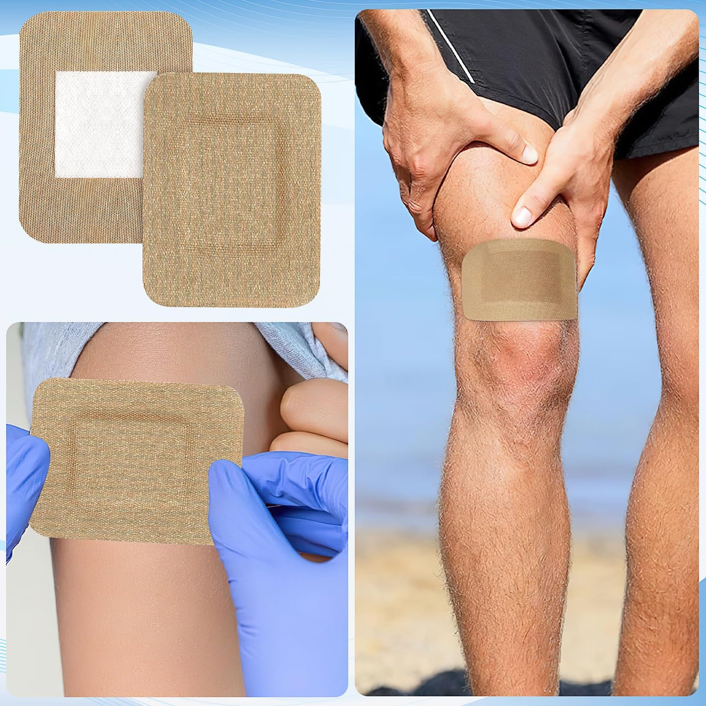 200Pcs Large Bandages, 3 x 4 Inch Adhesive Bandages Bulk, Big Sterile Flexible Fabric Bandage Nonstick Pads First Aid Supplies for Care & Protect Wounds First Aid Kit