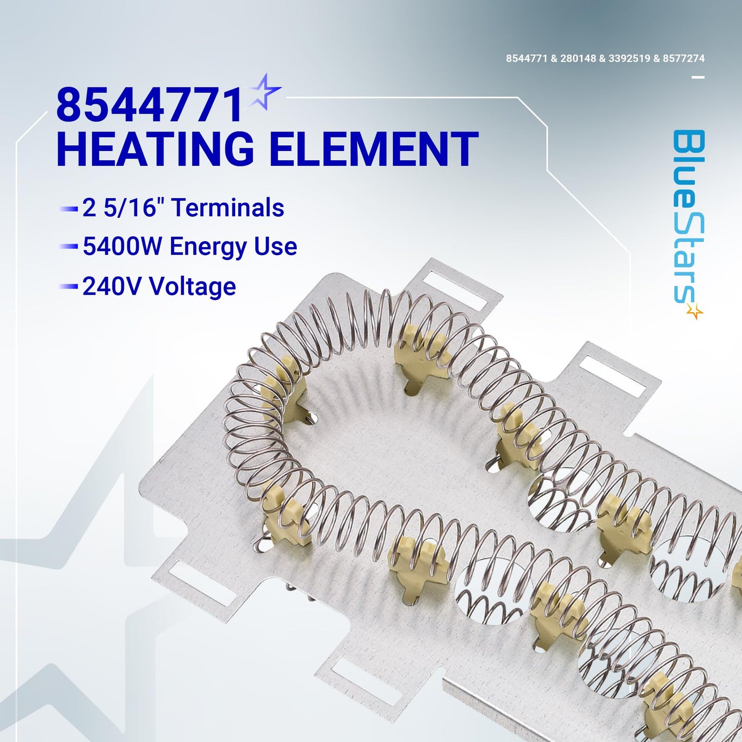 8544771 Heating Element 280148 (8557403 & 8318314) Thermal Cut Off Kit 3392519 Thermal Fuse 8577274 Thermistor Dryer Repair Kit Replacement by Blue Stars - Exact Fit For Whirlpool & Kenmore Dryers