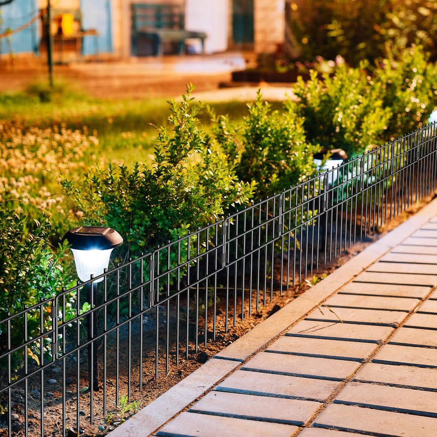 25 Pack Animal Barrier Fence, 17 in(H) X 27 Ft(L) Decorative Garden Fence, Rustproof Wire Garden Bottom Fence, No Digging Fencing Border, Dog Rabbits Ground Stakes Fence for Garden Patio