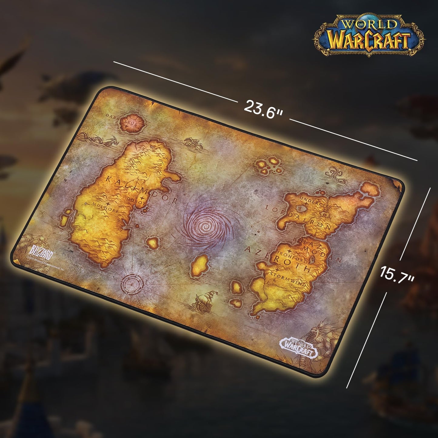 Blizzard Wow XXL Gaming Mouse Pad, Keyboard Pad for Gamer, Office & Home, Non-Slip Rubber Base, Extended Desk Mat with Stitched Edge, Easy to Clean, 60 * 40CM