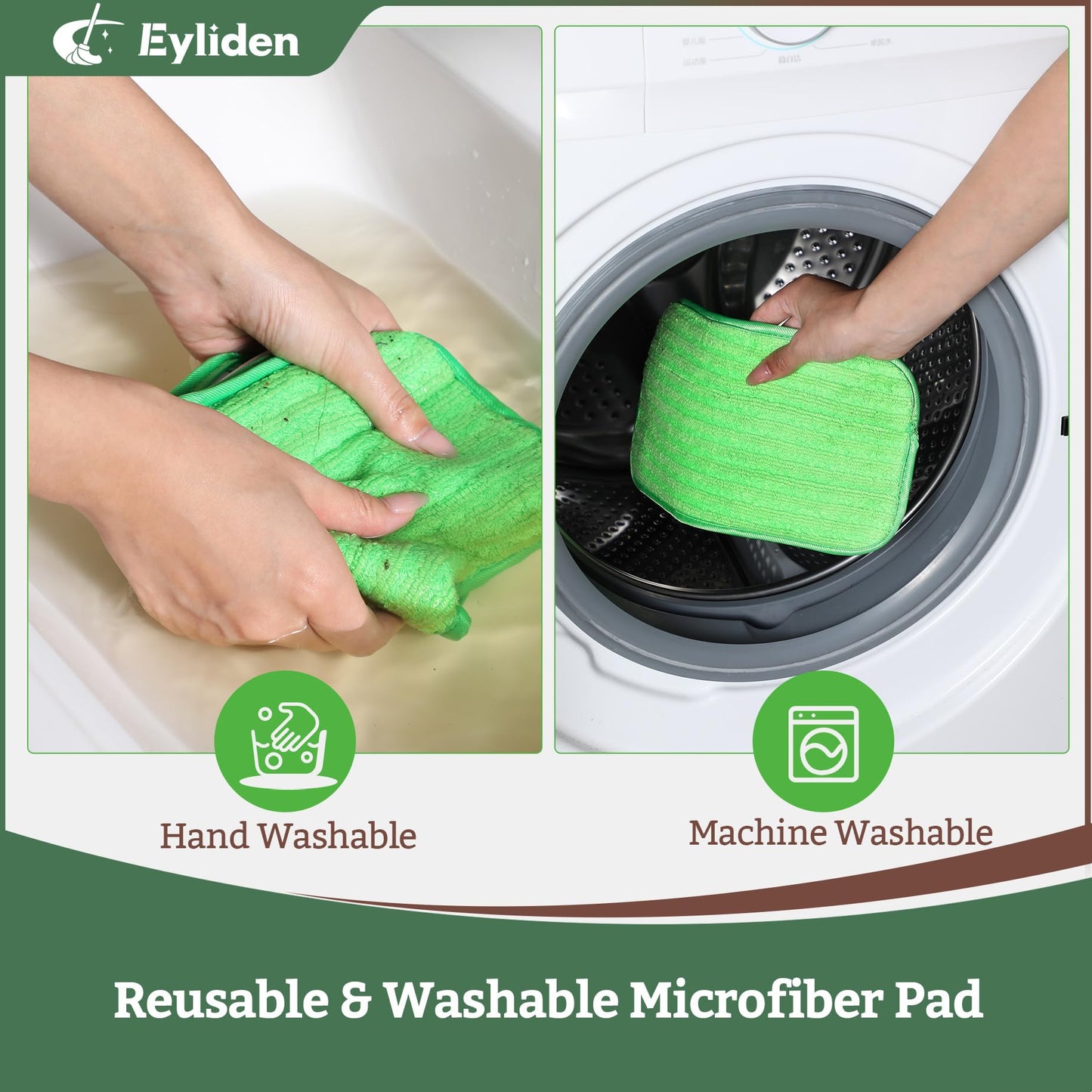 Eyliden Spray Mop for Small Spaces - 360° Swivel Mop with 12 Disposable Cloths, 1 Reusable Pad, 13oz Refillable Bottle | Perfect for Apartments, Dorms & Compact Living