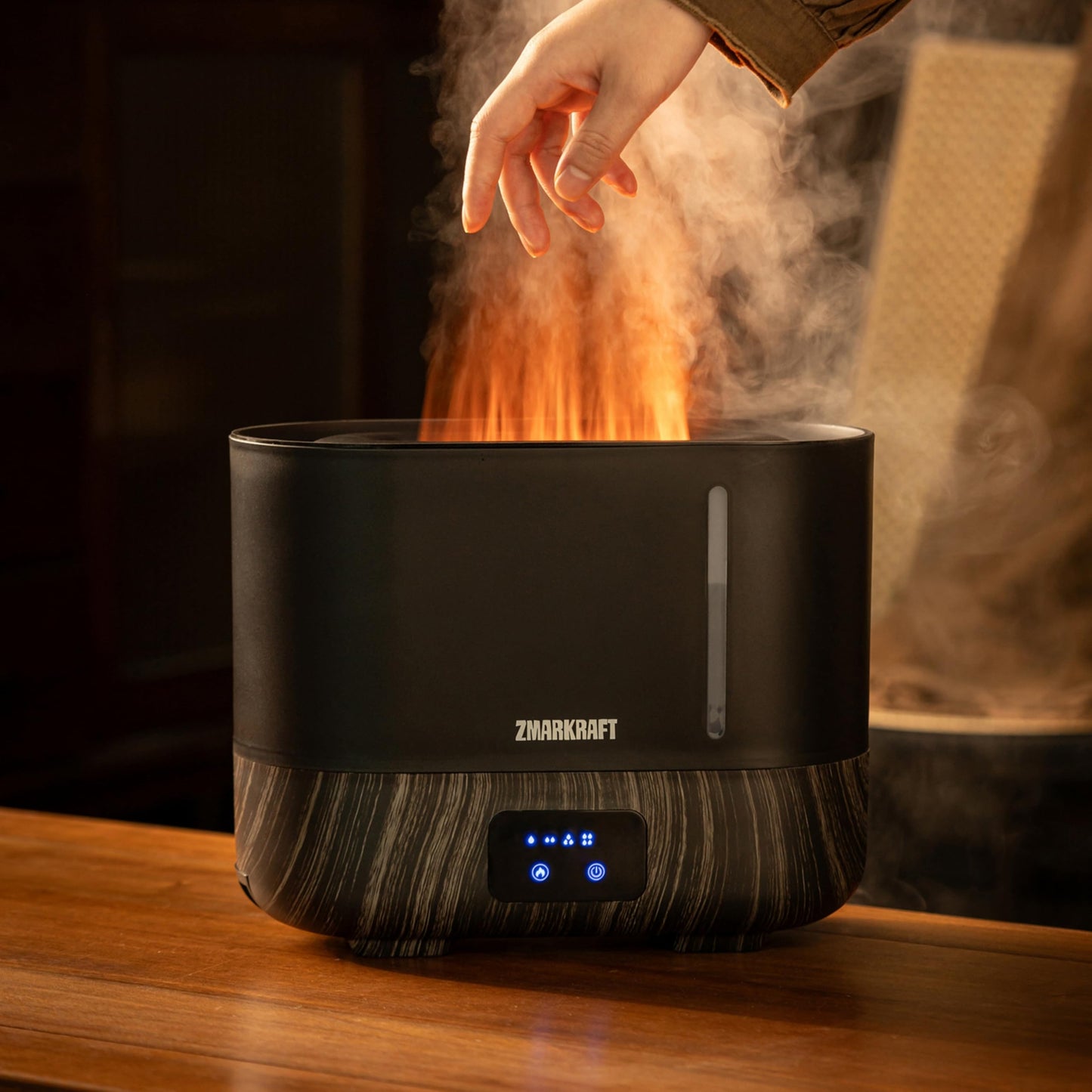 ZMARKRAFT 3L Large Humidifier with Flame Light Effect, Silent Ultrasonic Cool Mist, Top Filling, Adjustable Fog Level, Cool Mist for All Seasons, Bedroom and Living Room