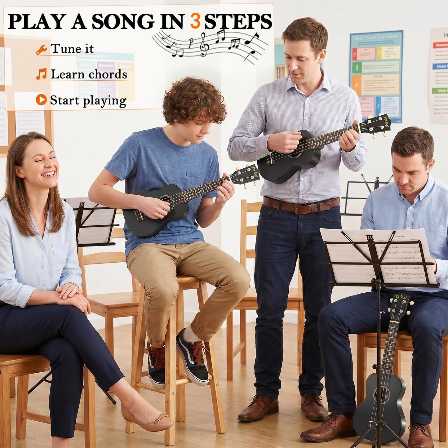 Soprano Ukulele Beginner Kit 21 Inch w/Free Online Lesson Gig Bag Tuner Picks Strap, Fast to Learn