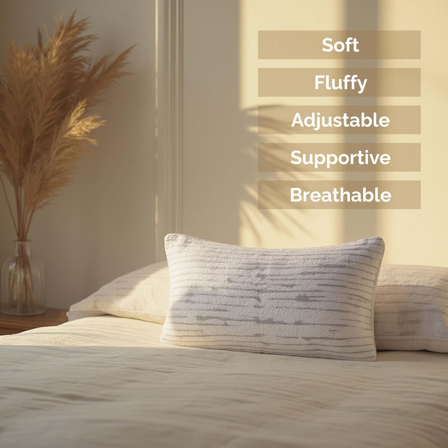 Clara Clark Bamboo Foam Pillows 2-Pack – Shredded Memory Foam Bed Pillow All Side Sleeper Adjustable Loft Pillows – Cooling Velvet Soft Rayon Bamboo Removable Cover – Hypoallergenic – King/Cal King