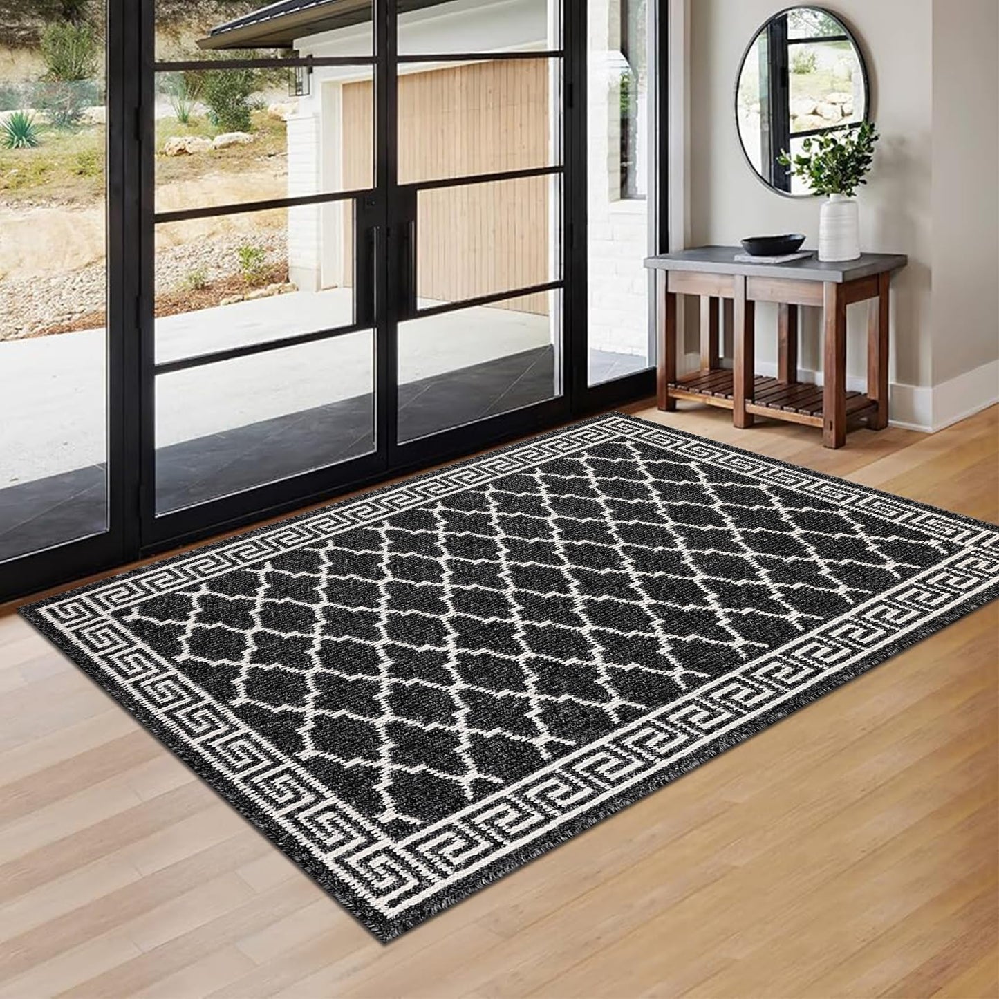 Pauwer Indoor Doormat for Entryway 36"x59" Non-Slip Absorbent Resist Dirt Entrance Mat, Washable Front Door Mat Welcome Mat Low-Profile Inside Floor Mat for Entry Kitchen Laundry Room, Black