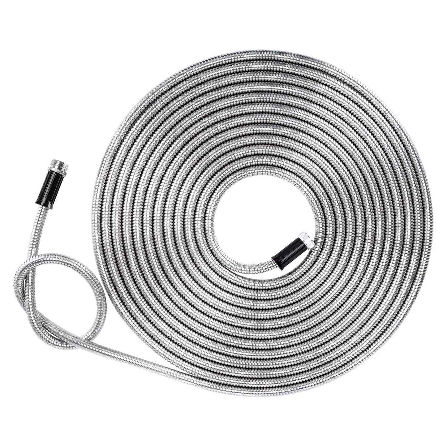 Beaulife Metal Stainless Steel Garden Hose 50 Ft No Kink Lightweight Water Hoses Heavy Duty 3/4” Hose Bib Faucet Reel Extender for Outdoor