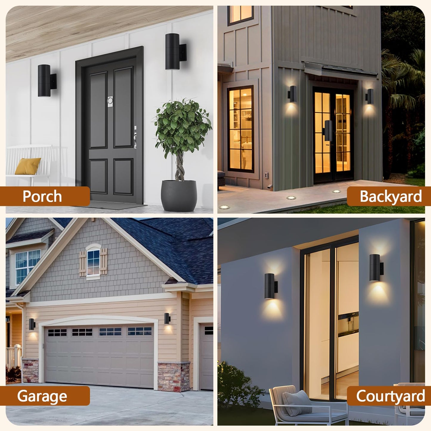 4 Pack 8.66 inch Modern Exterior Light Fixtures Outdoor Wall Light Porch Light Fixture,Modern Exterior Light Fixture, Anti-Rust Outdoor Sconce for Front House,Black Up and Down Lights Outdoor.