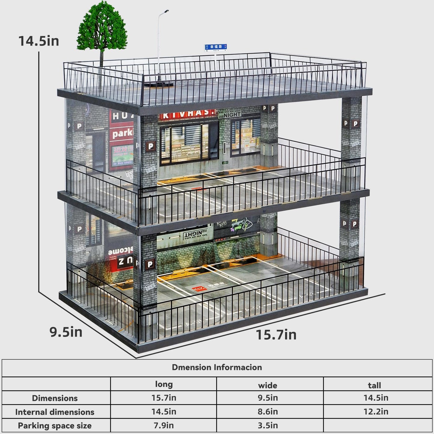 kivcmds Model Car Display Case 1:24 Scale Diecast Cars Diorama Garage Parking lot Collectibles Alloy Car Model Showcase Box Dustproof Storage Shelf with Lights