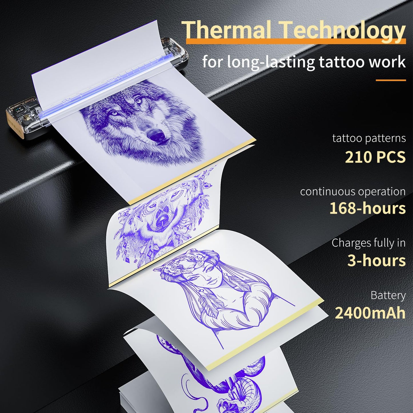 Rongta Tattoo Stencil Printer, F81S Wireless Thermal Tattoo Printer with 5pcs Transfer Paper, Compatible with Phone/Tablet/PC, Tattoo Supplies for Tattoo Artists, Grey