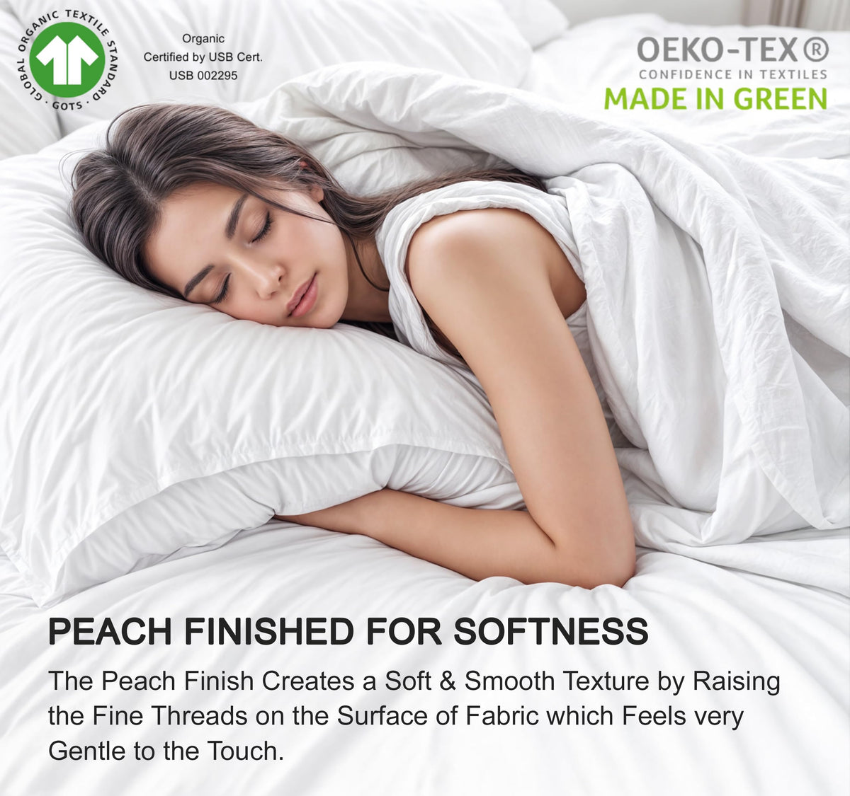 RUVANTI 100% Organic Cotton Sheets - Queen Sheet Set - 4 Piece Percale Weave Bedding, Crisp, Cooling & Breathable, Soft & Durable, 16" Deep Pocket, Hotel Quality Sábanas - Deluxe