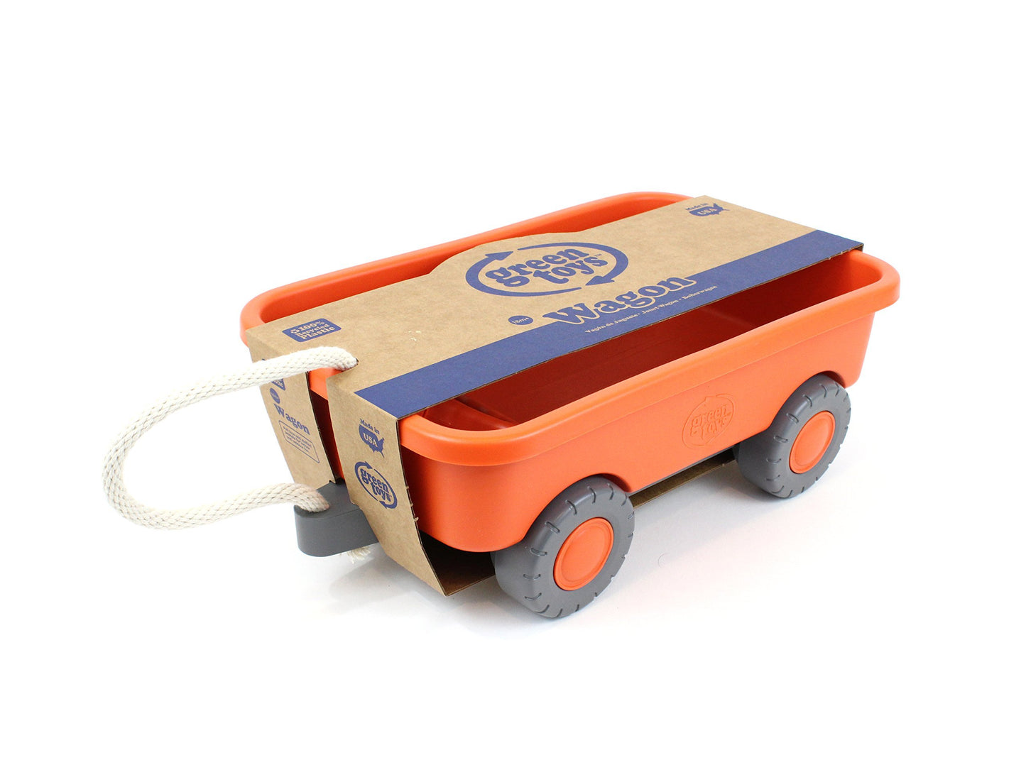 Green Toys Wagon, Orange – Kids’ Pull Toy Wagon for Toddlers, 100% Recycled Plastic, BPA-Free, Durable, Indoor/Outdoor Use, Dishwasher-Safe, Eco-Friendly Pretend Play Toy
