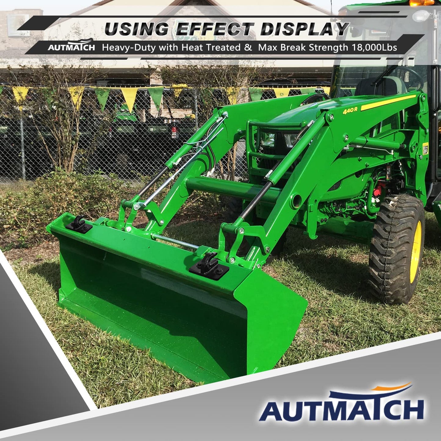 AUTMATCH Tractor Bucket Grab Hook 3/8" (2 Pack) - Grade 70 Forged Steel Bolt On Grab Hook Tow Hook Mount with Backer Plate & Rubber Pads, Max 18,000Lbs Work for Loader, Tractor Bucket, Truck, Black