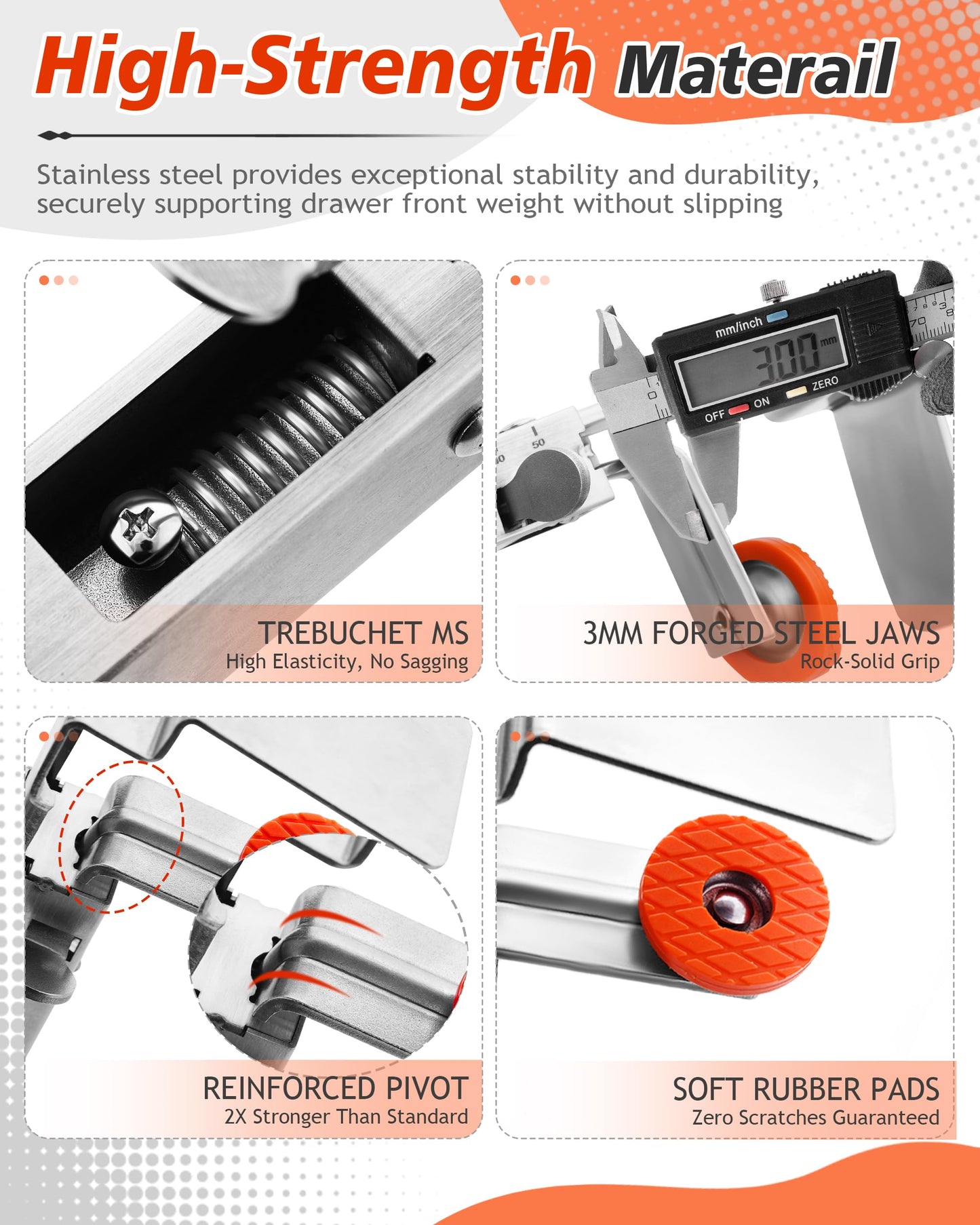 Drawer Front Installation Clamps, Stainless Steel Adjustable Drawer Fixing Clamp, Woodworking Tools for Drawer Panel Mounting with Single Press, Drawer Fixing Clips for Consistent Gaps