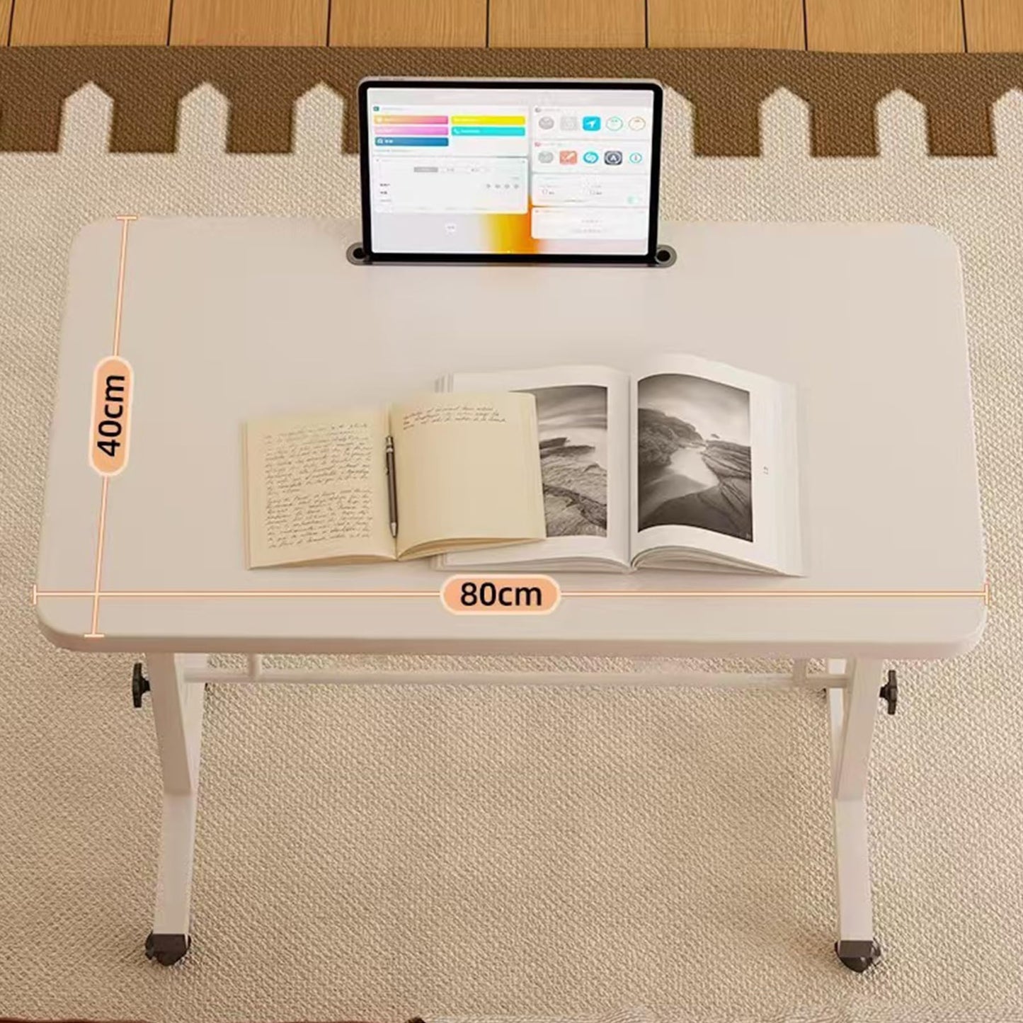 Standing Desk Adjustable Height, Mobile Sit Stand up Desk Lockable with Wheels, 32 Inch Portable Rolling Desk Small Computer Desk, Laptop Desk for Home Office Bedroom (White)