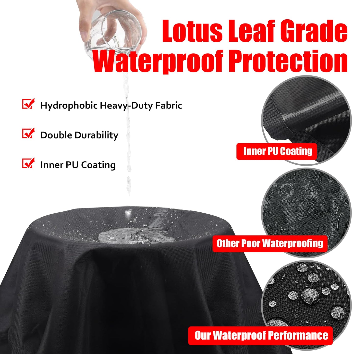 Grill Cover, BBQ Gas Grill Cover for Outdoor Grill, Waterproof, Anti-UV, Rip-Proof, Fade Resistant Material, Barbecue Cover with Hook-and-Loop Straps, Black (58 inch Heavy Duty)