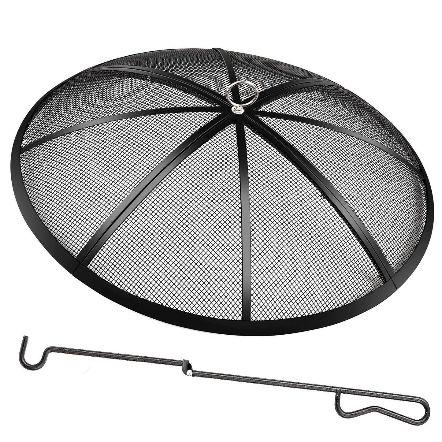 Fire Pot Spark Screen,22 Inch Diameter Fire Pit Screen Cover,Outdoor Patio Easy-Opening Fire Pits Mesh Screen,Firepit Screens Round Cover Mesh Replacement Heavy-Duty Steel Fire Pit Covert