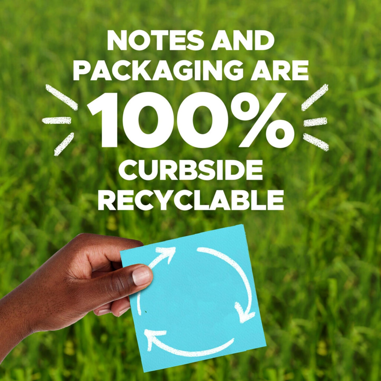 Post-it 100% Recycled Paper Super Sticky Notes, 2X The Sticking Power, 3x3 in, 24 Pads/Pack, 70 Sheets/Pad, Wanderlust Pastels Collection (654R-24SSNRPCP)