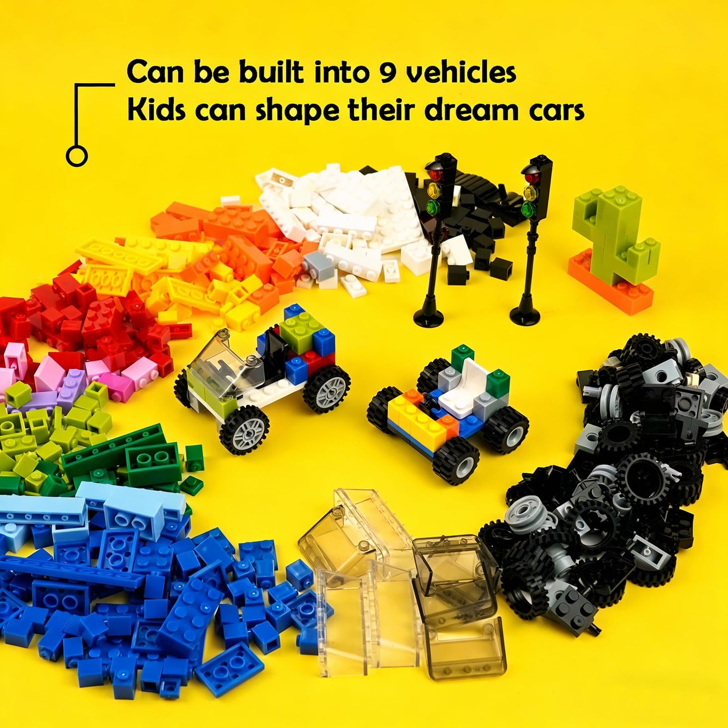 BroTex Classic wheels, axles and building blocks, building toy car, bus, robot and much more, toy for children, boys and girls from 6 years, gift idea