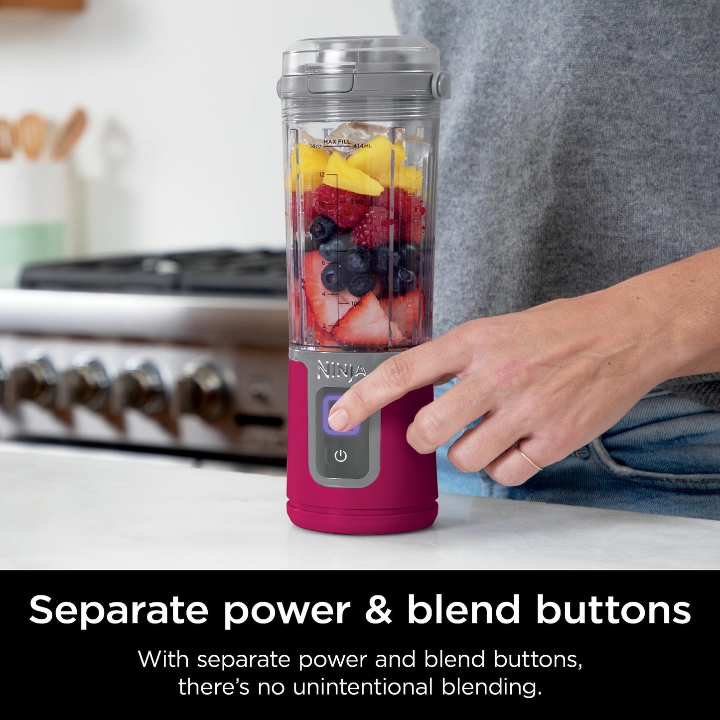 Ninja Blast Portable Blender, Cordless, 16oz. Vessel, Personal Blender for Shakes & Smoothies, BPA Free, Leakproof Lid & Sip Spout, USB-C Rechargeable, Dishwasher Safe Parts, Cranberry, BC100CRC