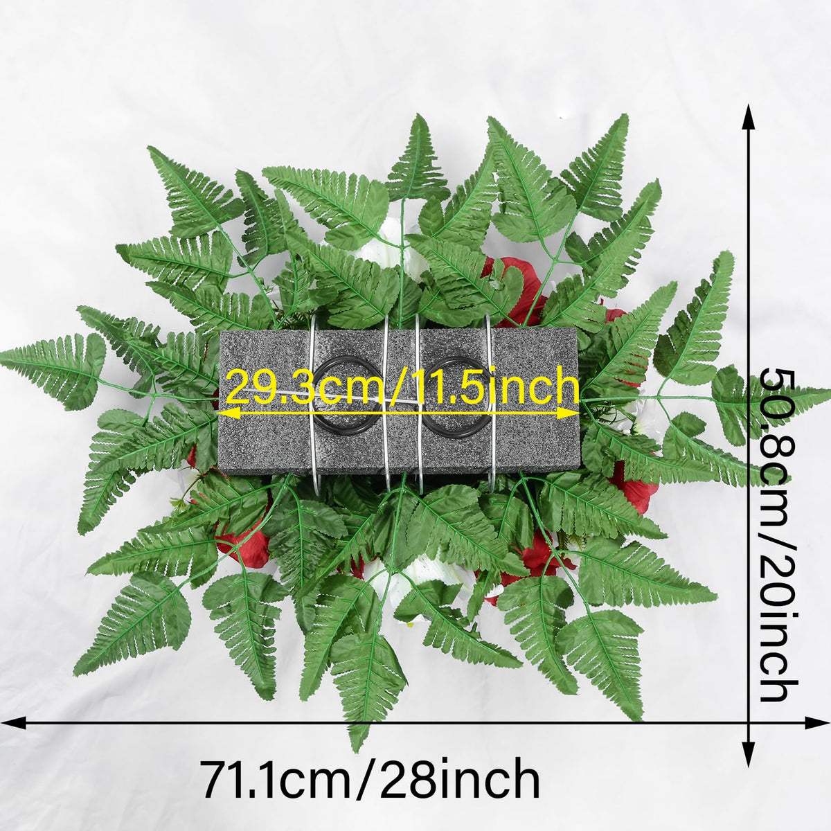 Artificial Headstone Flower Saddles for Graves, Cemetery Memorial Flowers for Outdoor Tombstone Decorations, Artificial Lily Rose Saddle Flowers