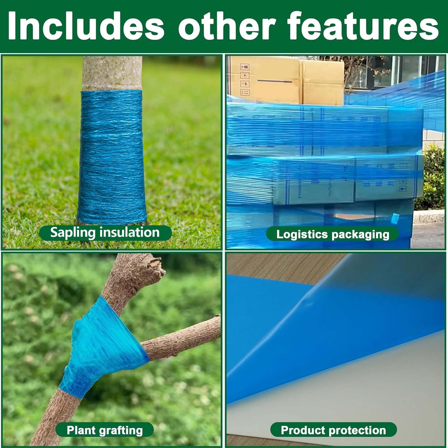 Watayo 1200 Ft Winter Pool Cover Seal for Above Ground Pools- Good Air-Tightness Pool Cover Seal Wrap- Shrink Film Stretch Film Wrap for a Variety of Pools to Keep Clear (Blue)