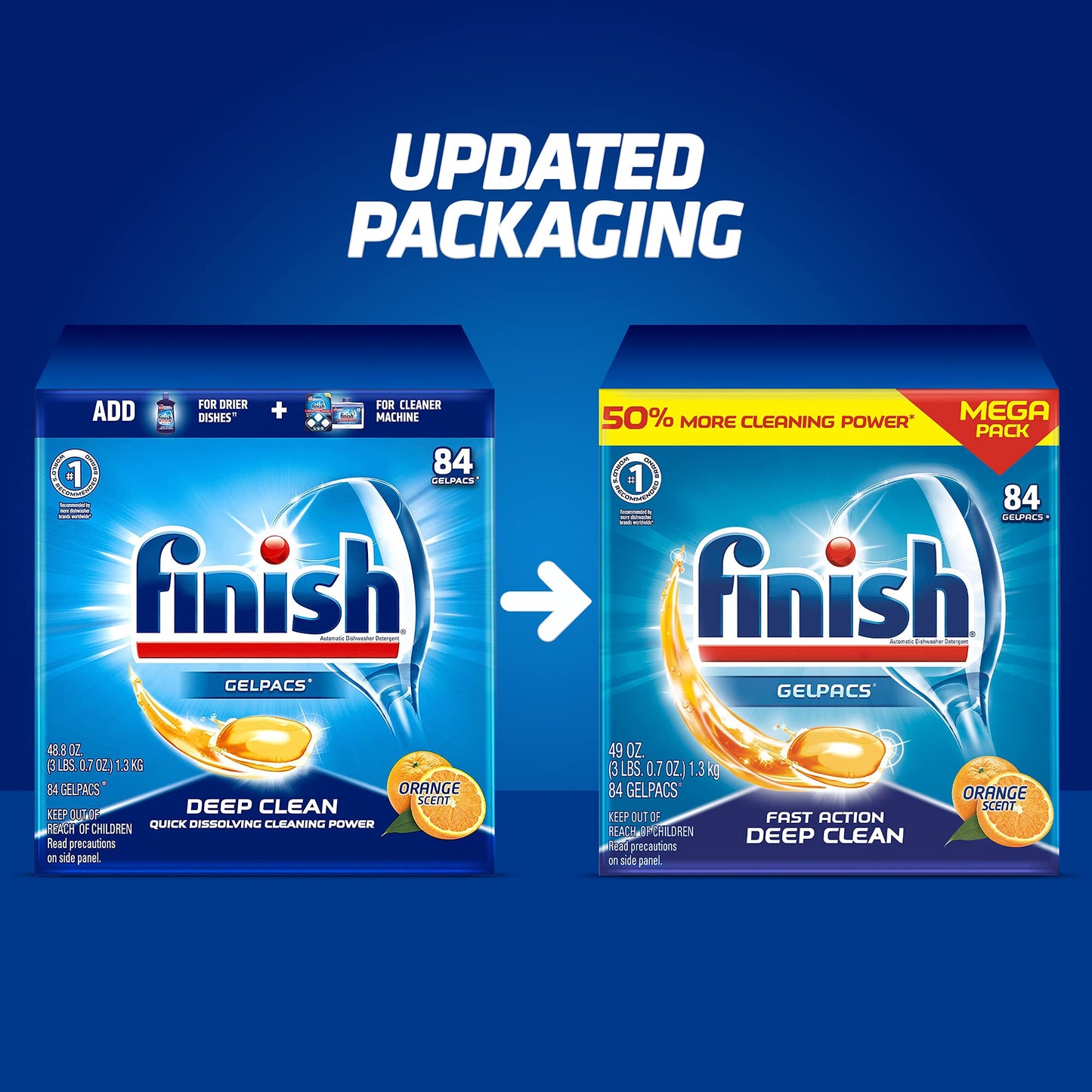 Finish Dishwasher Detergent Soap, All In 1 Gel Pacs, Orange Blossom, 90 Tablets