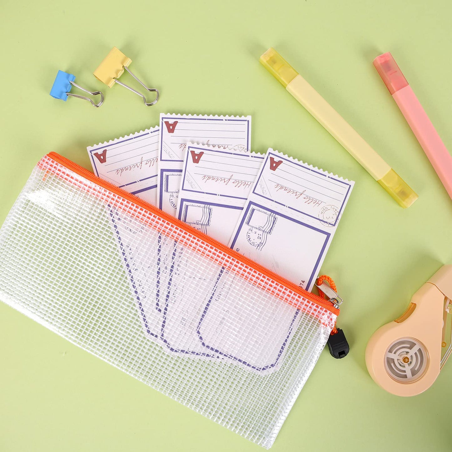 EOOUT 72pcs Pencil Pouches, Small Mesh Zipper Pouch, 16 Colors, 9.5x4.5 Inches for Bills, Cash, Cosmetics, Travel Storage, School and Office Supplies Organization