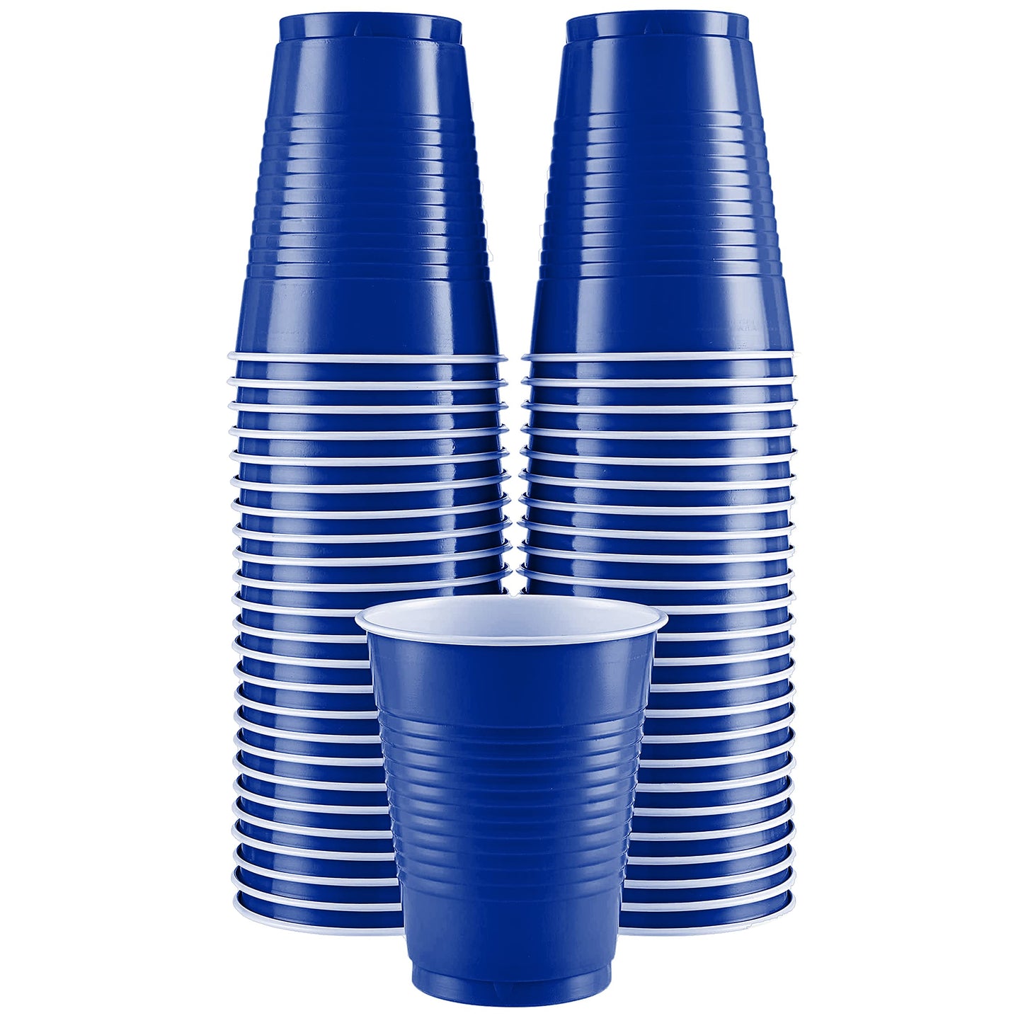 Amcrate Disposable Cups, Royal Blue 18-Ounce Plastic Party Cups, Strong and Sturdy for Wedding, Christmas, Halloween, 50 Pack