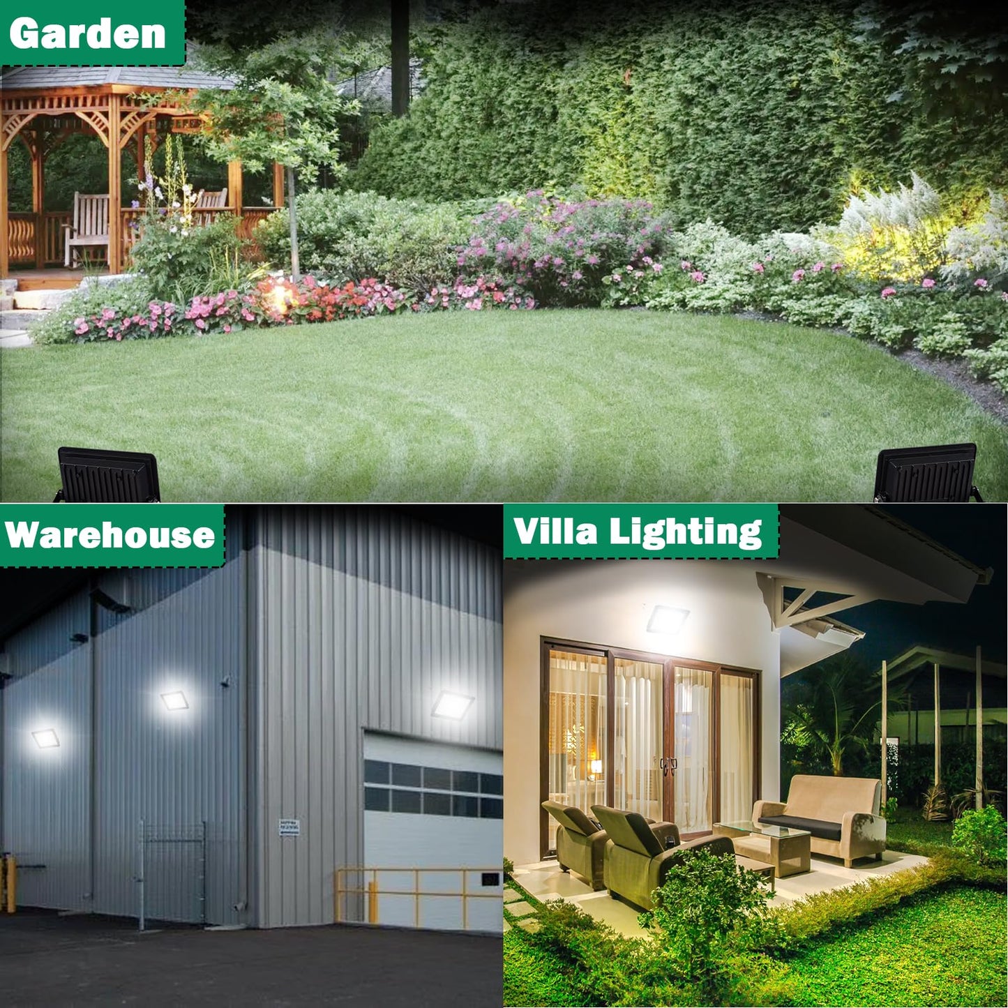 NEWREACH 150W LED Flood Light,18000LM Floodlight with Plug,IP66 Waterproof Outdoor Lights, 5000K Daylight White Security Lights,Outdoor Floodlights for Yard Stadium Garden（2 Pack）