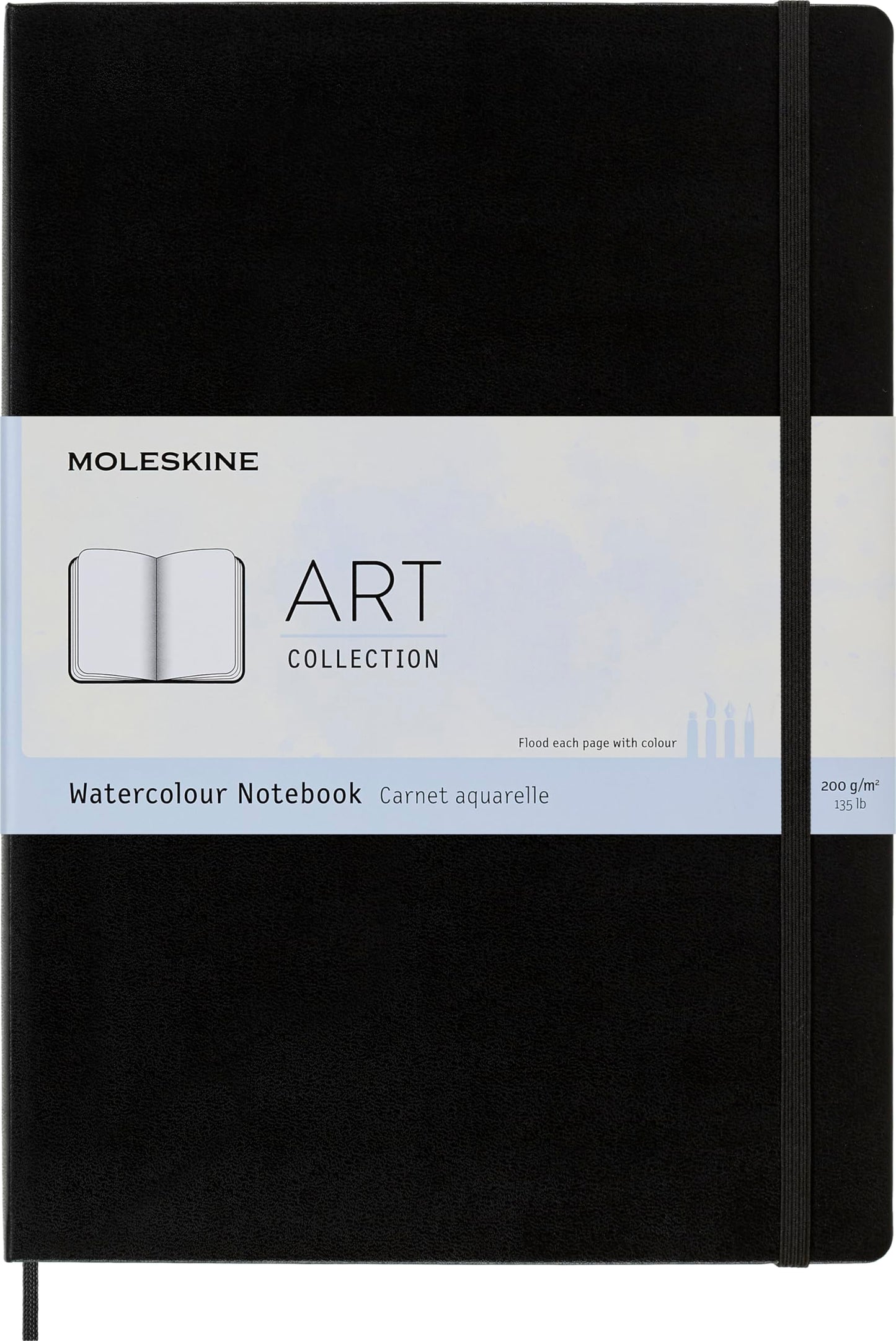 Moleskine Art Watercolor Notebook, Hard Cover, A4 (8.25" x 11.75") Plain/Blank, Black, 60 Pages
