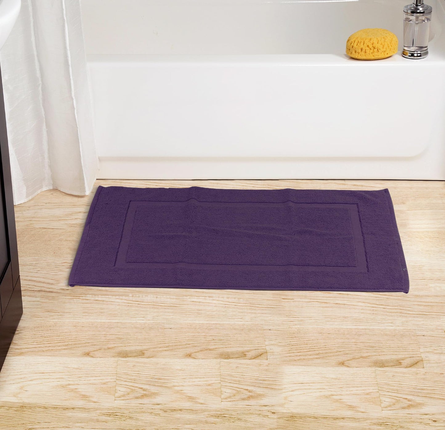 Utopia Towels Cotton Banded Bath Mats, 2 Pack, Not a Bathroom Rug, 21 by 34 Inches, 100% Ring Spun Cotton, Highly Absorbent Shower Bathroom Floor Towel, Plum
