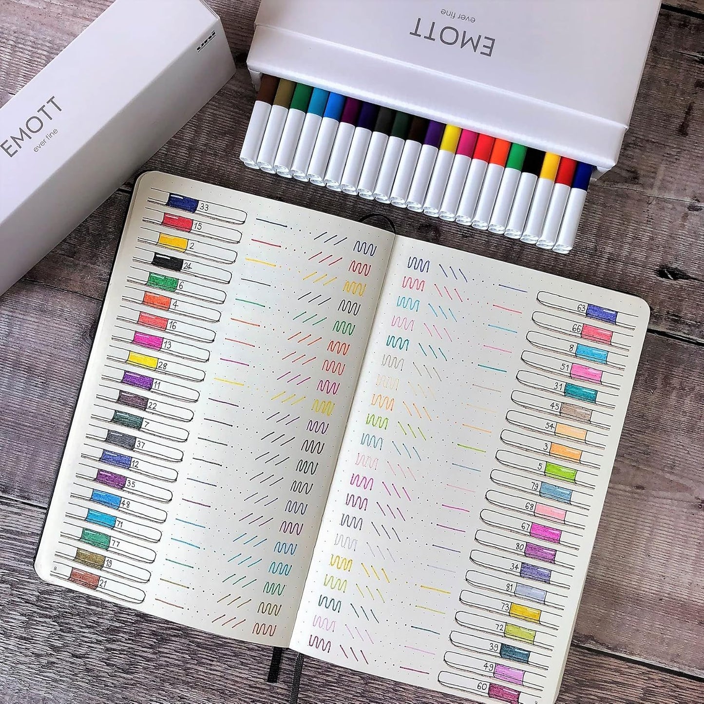 Emott Fineliner Pen Set #1, 40-Colors, Assorted