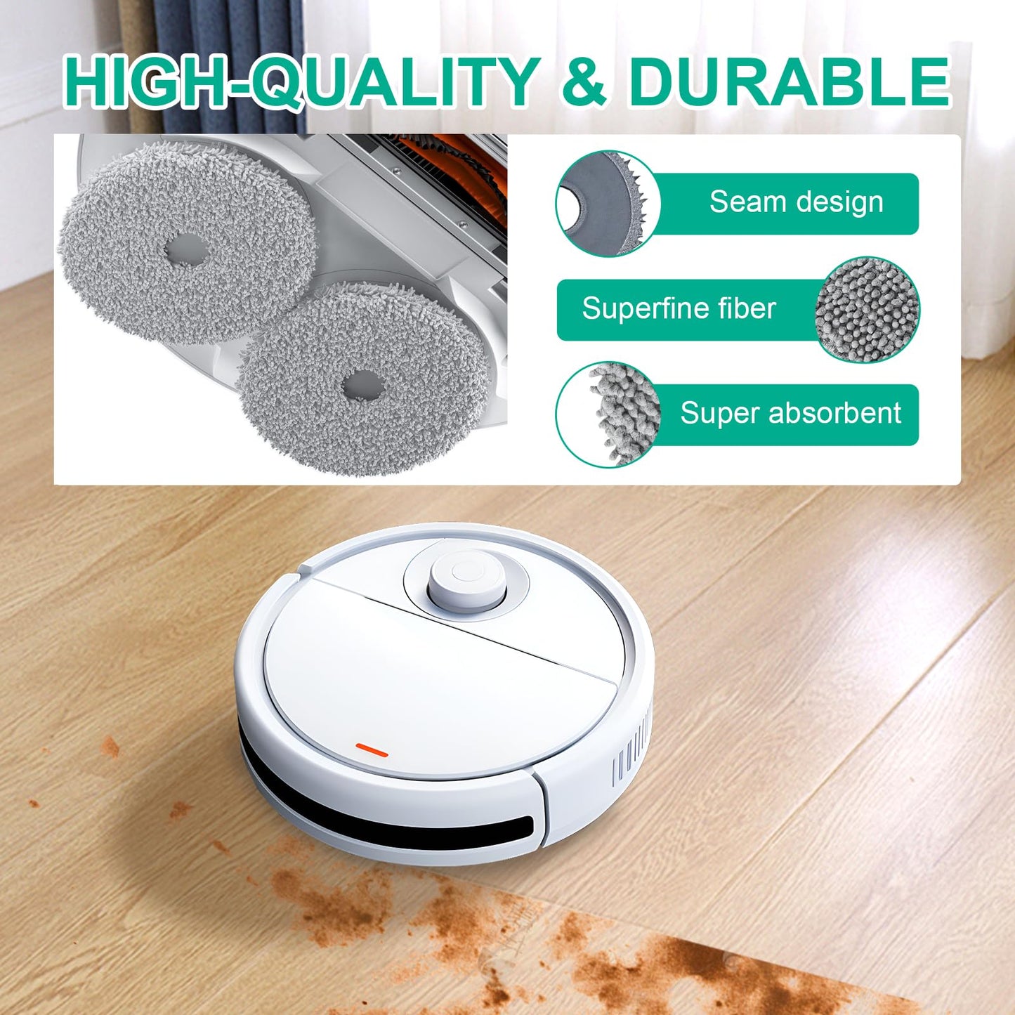MIXEAL 12 Pack Mop Pads Accessories Compatible with Roborock Q Revo,Qrevo S/Plus/Pro/MaxV, Qrevo Master/Curv/Edge,QV 35A/ QV 35S/ S5V/ Saros 10R/ Qrevo Slim Vacuum Cleaner