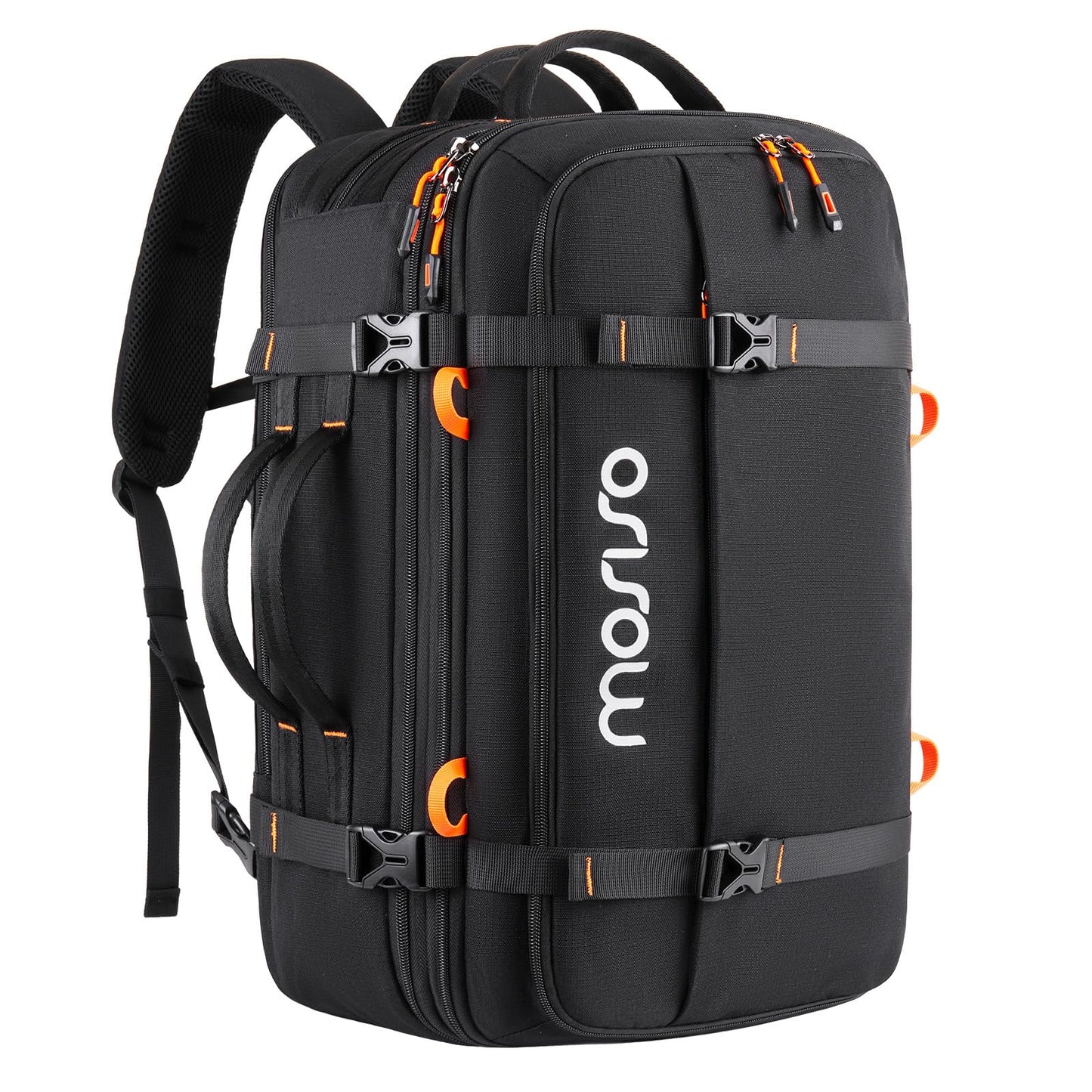 MOSISO 40L Travel Backpack for Men, Large Rucksack Duffel Bag Carry on Daypack with USB Port, Fits 15.6 inch Laptop Backpack, Black