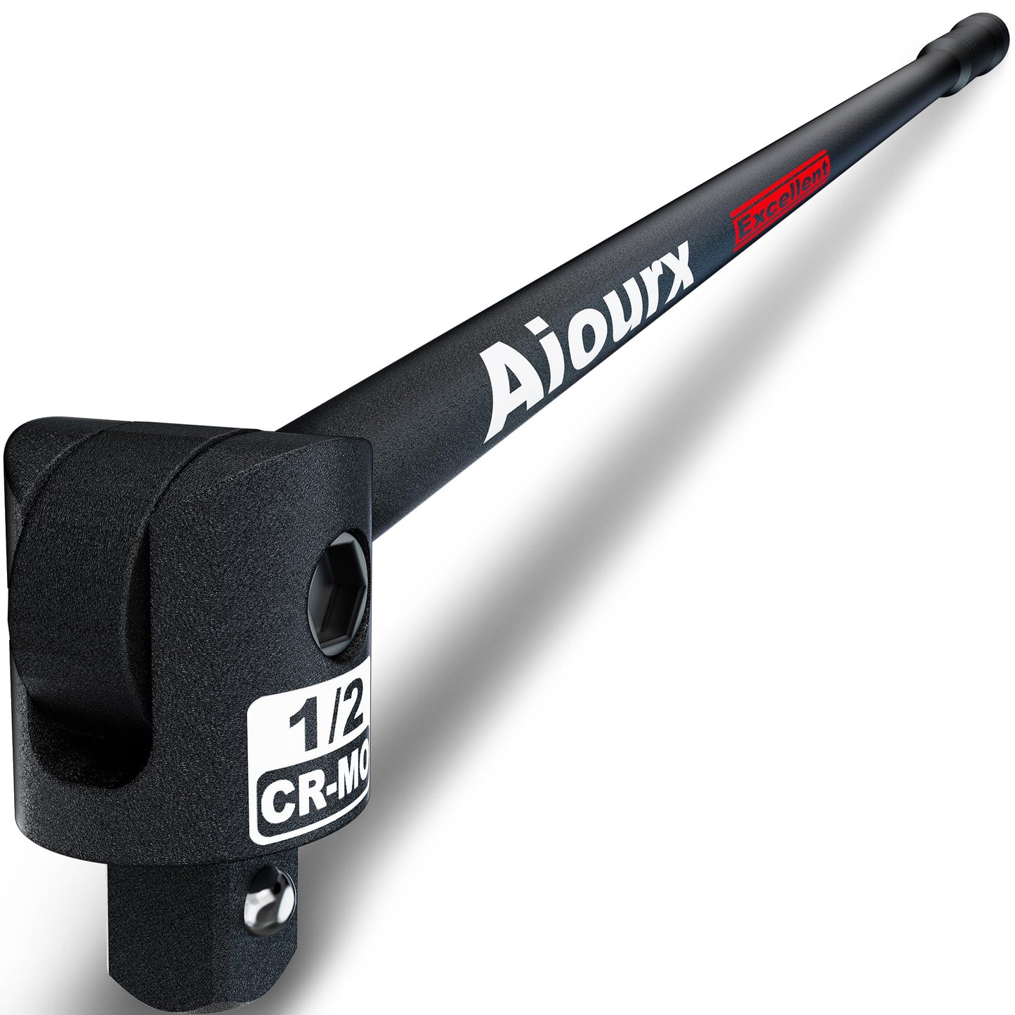 Aiourx 1/2" Drive 25-Inch Breaker Bar, Heavy Duty Extension Breaker Bar with 250° Rotating Head, Laser Etched Marking, Auto and Industrial Use, Conquer Stubborn Fasteners and Nuts
