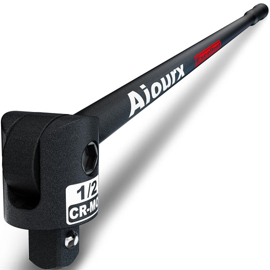 Aiourx 1/2" Drive 25-Inch Breaker Bar, Heavy Duty Extension Breaker Bar with 250° Rotating Head, Laser Etched Marking, Auto and Industrial Use, Conquer Stubborn Fasteners and Nuts