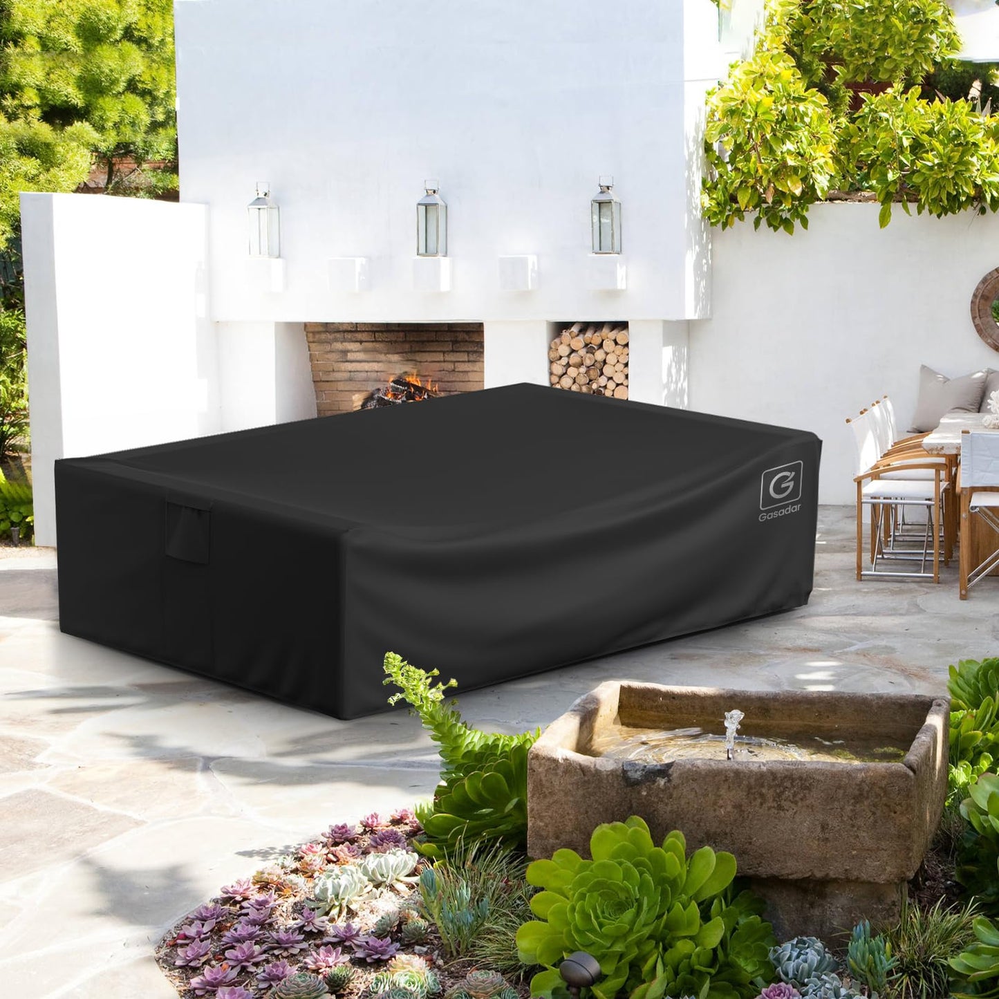Gasadar Outdoor Patio Furniture Covers Waterproof,500D Oxford,All Weather Protection Patio Table Covers for Outdoor Furniture Set,110" L x 84" W x 28" H,Black