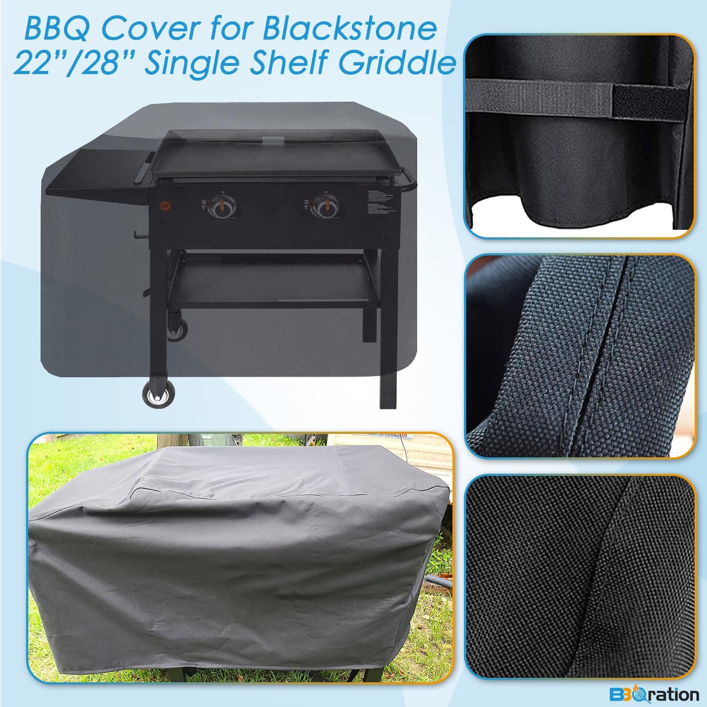 BBQ Cover for 28 Inch Blackstone Griddle, 1529 Single Shelf Griddle Cover Heavy Duty 600D Flat Top Cover for Blackstone 22”/28” Single Shelf Grill Cover for 28 Inch