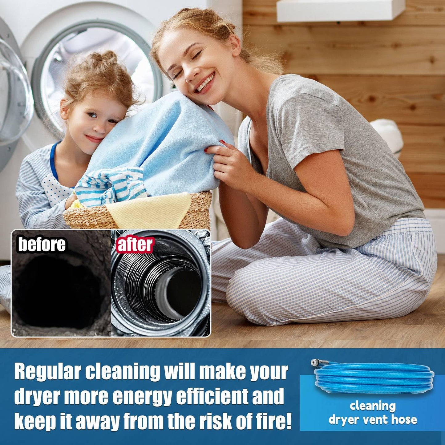 V2ine Cyclone Home Dryer Vent Duct Cleaning Kit：23feet Pressure Hose + 2 Jetter Nozzle + 1/4 Air Quick Connect+ Ball Valve