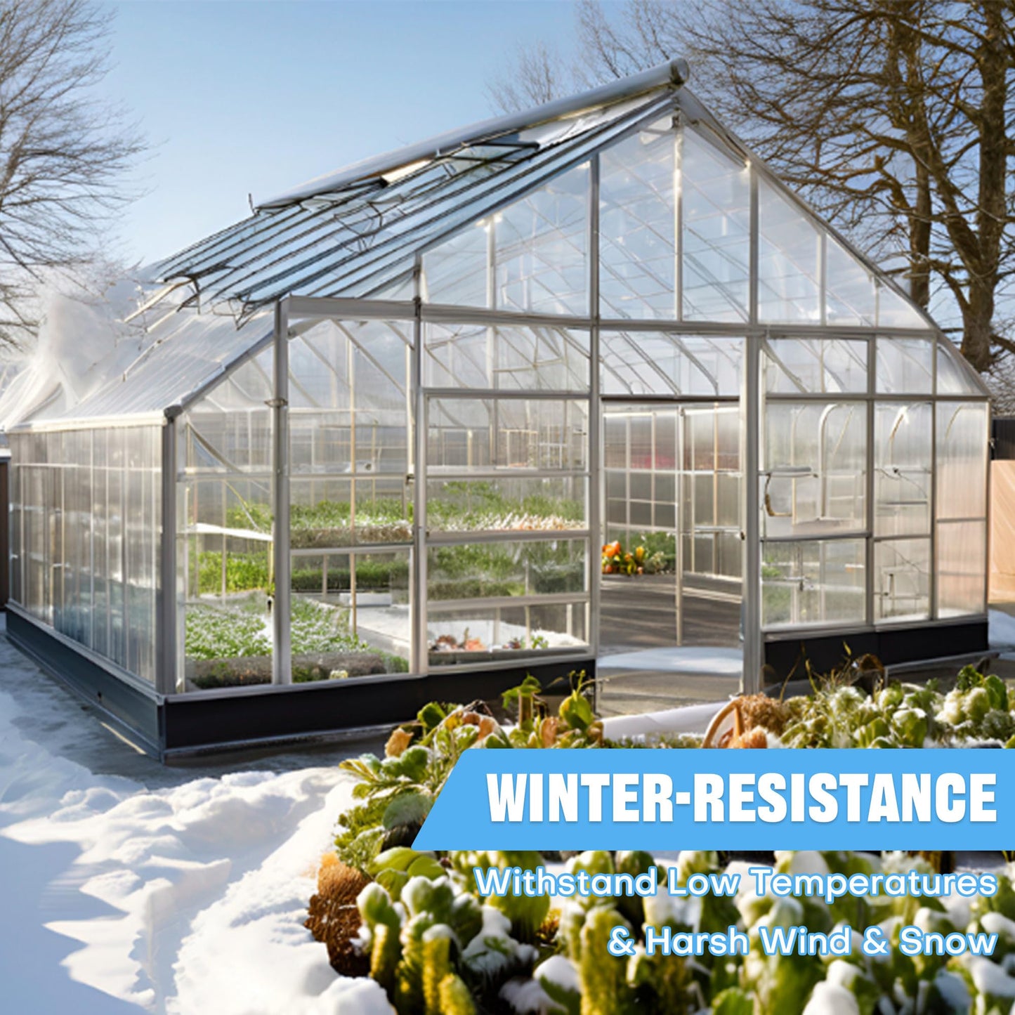 Solaroxy 6pcs Polycarbonate Greenhouse Panels, 4’x2’x0.24’’ Clear Twin-Wall Roof Panels with 18pcs Waterproof Aluminum Foil Tape, UV Protected Plastic Sheet for Greenhouse Roof Outdoor Plant Stand