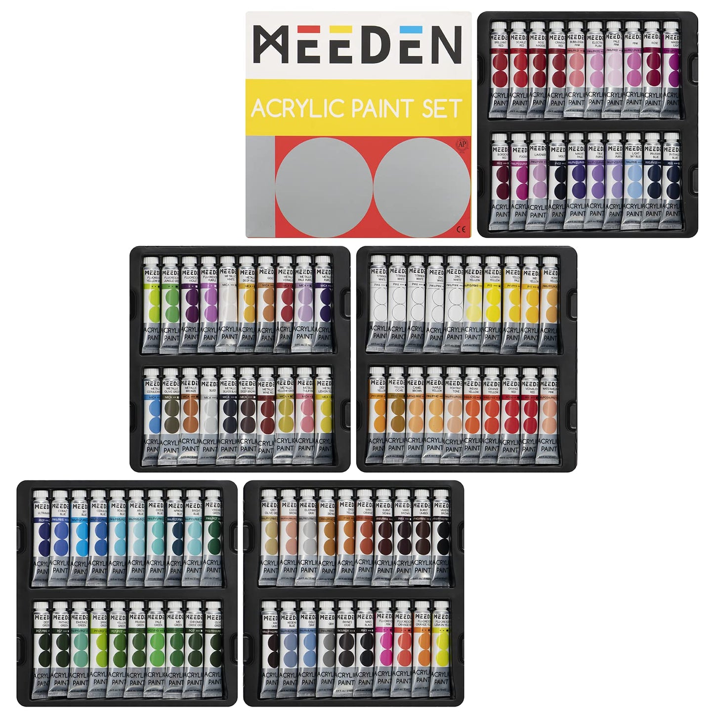 MEEDEN Heavy Body Acrylic Paint Set, 100 Colors Acrylic Paint Tubes, Non-toxic 0.41 fl Oz /12ml Acrylic Paints for Adults, Beginners, Professional Acrylic Paint for Canvas Painting