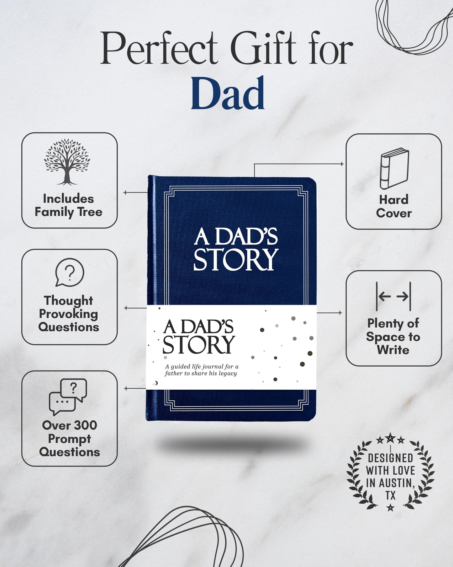 Dad's Life Story Journal (Hardcover): A Meaningful Keepsake for Dad to Share His Journey and Memories, Book Includes 250+ Prompt Questions, Sentimental Gifts for Father's Day, Birthday & Christmas