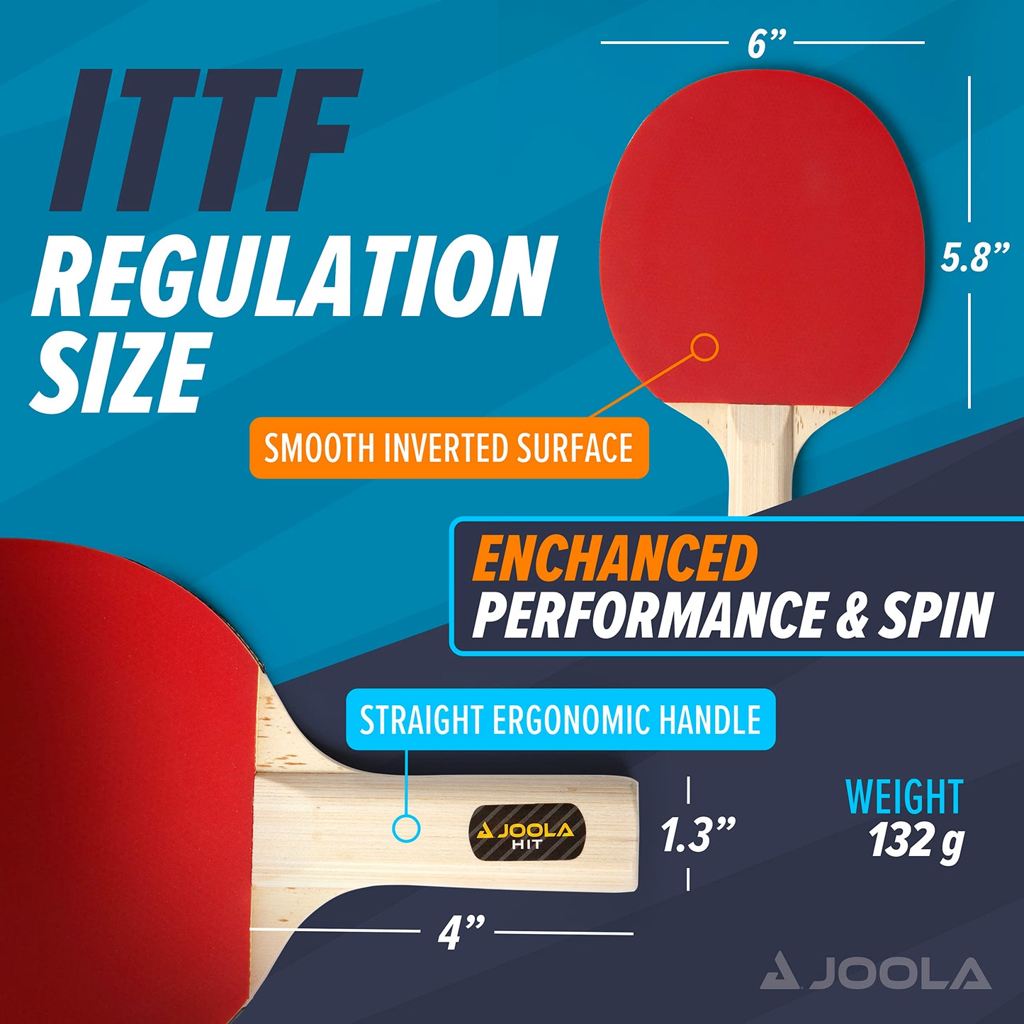 JOOLA All-in-One Indoor Table Tennis Hit Set (Bundle Includes 4 Rackets/Paddles, 8 Balls, Carrying Case), Multi, One Size (59152)