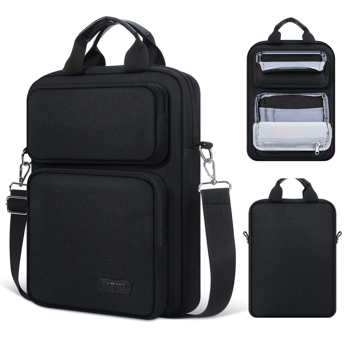 MoKo 13.3-14 inch Laptop Sleeve Bag for New 13-inch Mac Air/Pro M4, 14" Mac Pro M3/M2/M1, 13" MacAir M3/M2/M1, Carrying Case with Multi-Pockets & Removable Shoulder Strap, Black