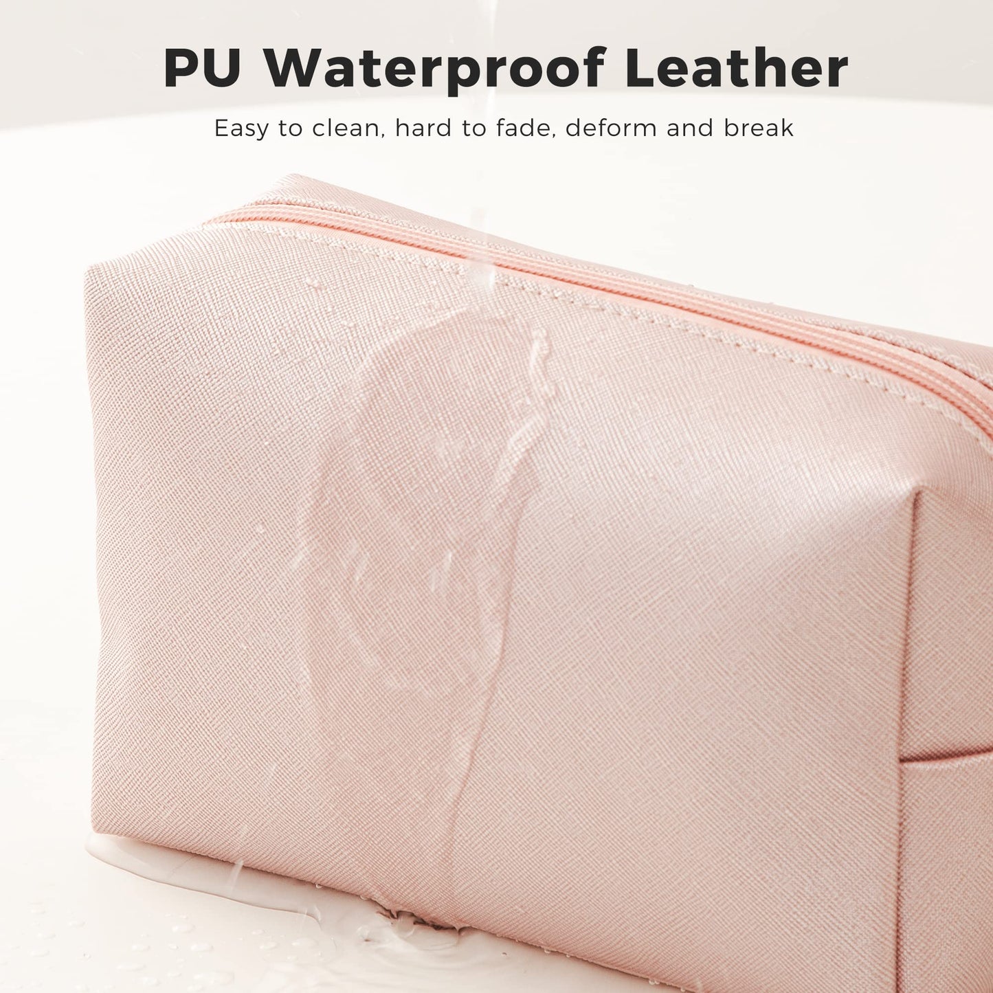 HBselect 4 Pcs Preppy Makeup Makeup Bag, Cute Waterproof PU Leather Chenille Letter Cosmetic Bag Travel Makeup Bag, Preppy Makeup Pouch Toiletry Zipper Pouch Organizer for Women and Girls
